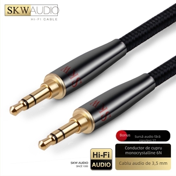 Skw cablu audio AUX din cupru monocristalin 6N, conectori placati cu aur de 3,5 mm, pentru laptop și dispozitive mobile