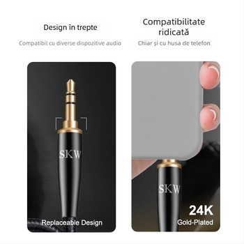 Skw cablu audio AUX din cupru monocristalin 6N, conectori placati cu aur de 3,5 mm, pentru laptop și dispozitive mobile
