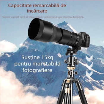 Tripod Q999HE/Q999HR cu ax central orizontal pentru telefoane mobile și DSLR, 4 secțiuni, aliaj de aluminiu, cap cu bilă, placă de eliberare rapidă, sarcină 6–10 kg