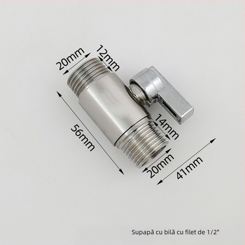 Taoguo robinet cu bilă din oțel inoxidabil 304, filetate, orificiu intern 1,5 mm, pentru baie și boiler, presiune normală