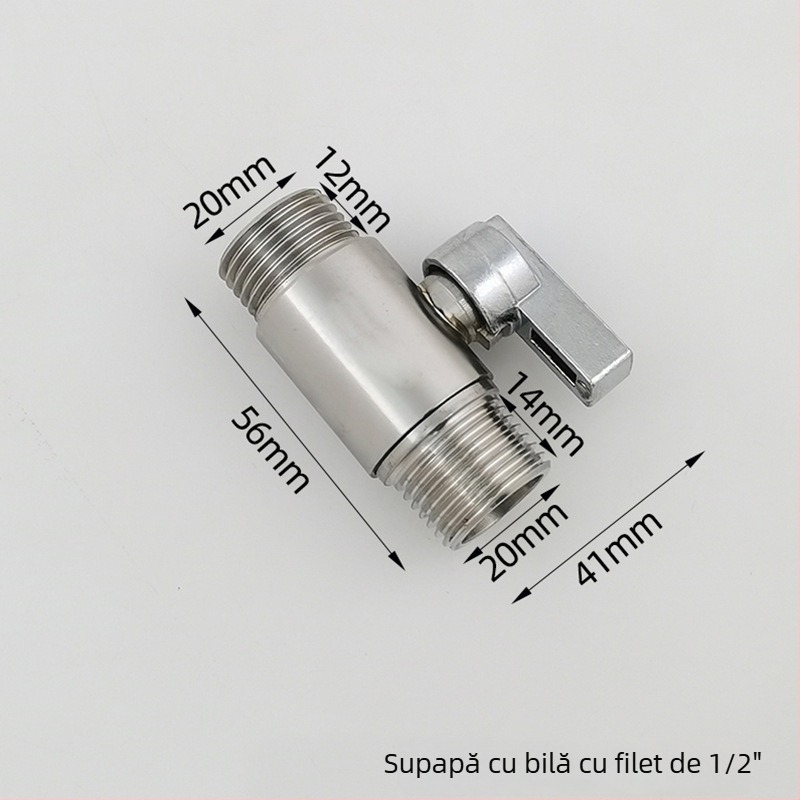 Taoguo robinet cu bilă din oțel inoxidabil 304, filetate, orificiu intern 1,5 mm, pentru baie și boiler, presiune normală