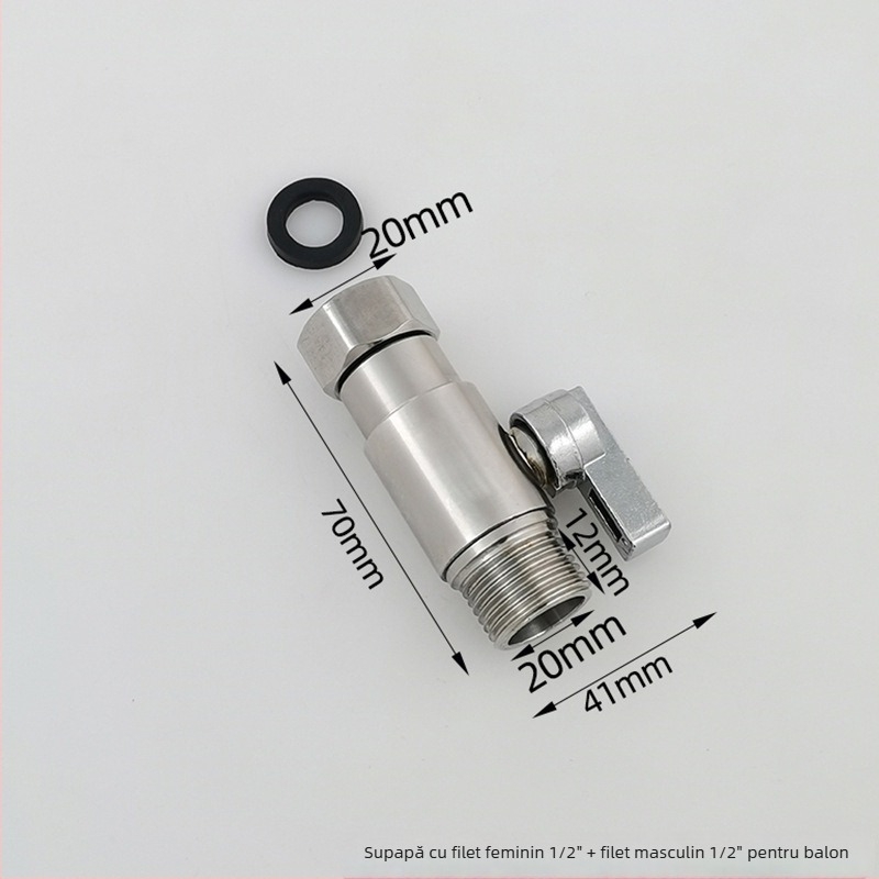 Taoguo robinet cu bilă din oțel inoxidabil 304, filetate, orificiu intern 1,5 mm, pentru baie și boiler, presiune normală