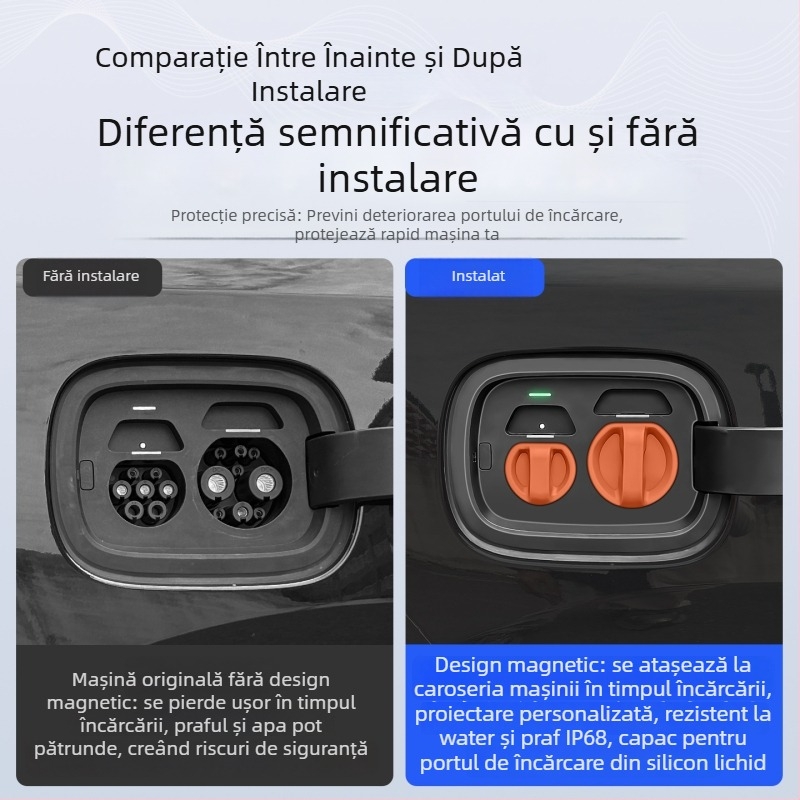 Capac de protecție a portului de încărcare pentru vehicule electrice — silicon, închidere magnetică, rezistent la praf și apă
