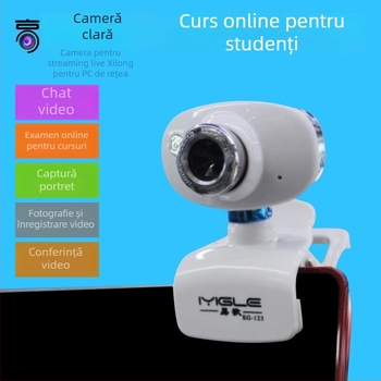 Webcam USB cu microfon încorporat, clip pentru desktop/laptop, senzor 2 MP, rezoluție 640x480, 30fps, Plug‑and‑Play
