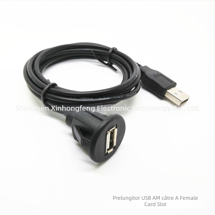 Cablu extindere USB 2.0 M-F impermeabil pentru panoul de bord auto, cupru, turnare prin injecție, interfață USB, conexiune vehicul