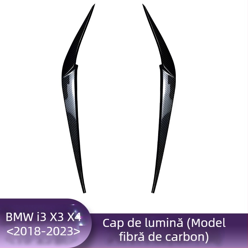 Bandă decorativă pentru sprâncenele farului BMW pentru X1, i3, X3F, X4, X5, X6 – finisaj textură carbon