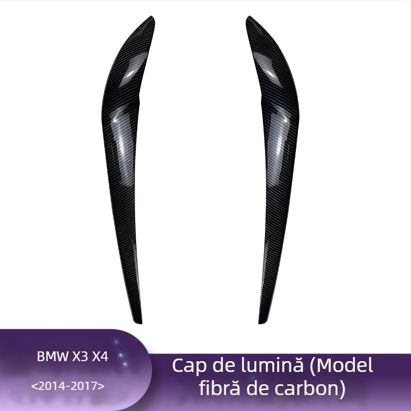 Bandă decorativă pentru sprâncenele farului BMW pentru X1, i3, X3F, X4, X5, X6 – finisaj textură carbon