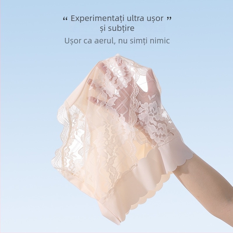 Lenjerie intimă Ice Silk pentru femei, talie înaltă, material principal Nylon, căptușeală în zona genitală din bumbac, antibacterian, respirabil, uscare rapidă