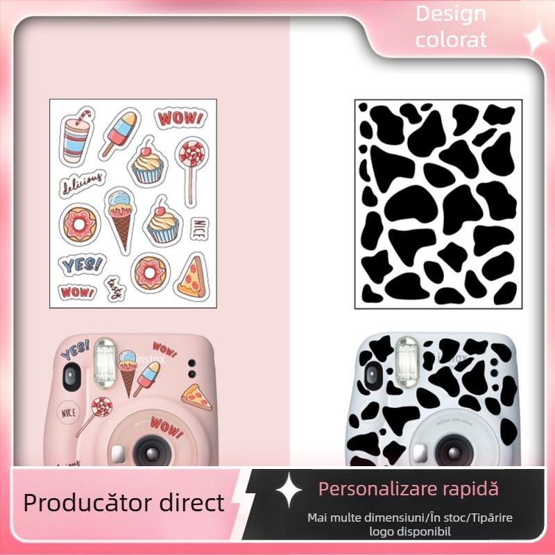 Set autoadezive Polaroid DIY — model cu pattern vacă desert; PVC; autocolante creative; desene personalizate; compatibil cu Polaroid, fotografii, albume foto, huse de protecție, genți pentru cameră