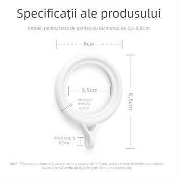 Inel pentru perdea – plastic, design modern minimalist, accesorii pentru bara de perdele (Material: plastic; Categorie: inel pentru perdea; Stil: modern minimalist; Personalizare: Nu)