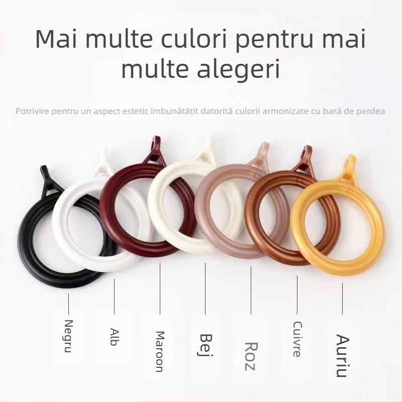 Inel pentru perdea – plastic, design modern minimalist, accesorii pentru bara de perdele (Material: plastic; Categorie: inel pentru perdea; Stil: modern minimalist; Personalizare: Nu)