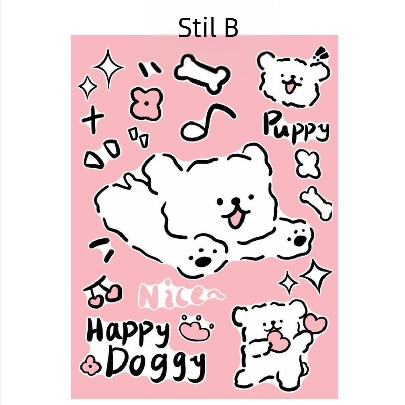 Sticker pentru bagaje cu cățeluș desen animat, contur îndrăzneț, impermeabil – potrivit pentru valize și pereți | Brand Unique