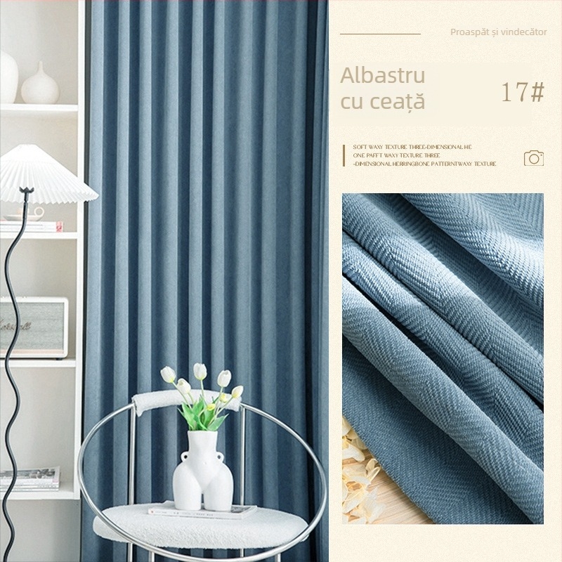 Țesătură pentru perdele de tip blackout, chenille cu model herringbone, 100% poliester, jacquard și flocking, personalizabil