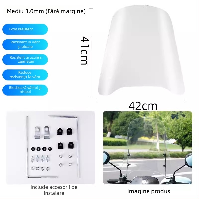 Capac parbriz pentru scuter electric, material PC, imprimare logo