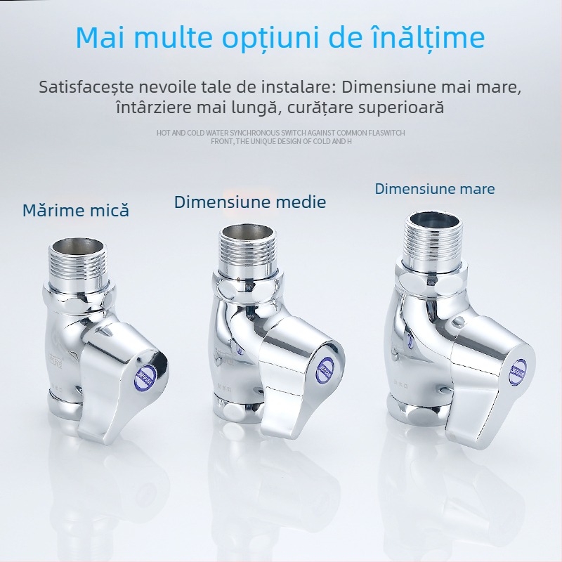 Valvă de spălare a toaletei cu deschidere rapidă pentru toaletă squat, ieșire de 1 inch, 15 s de spălare, cupru, fără electricitate