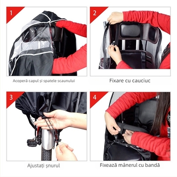 Acoperire de ploaie pentru șața din spate a bicicletei, copii – impermeabil, capacitate 50, unisex