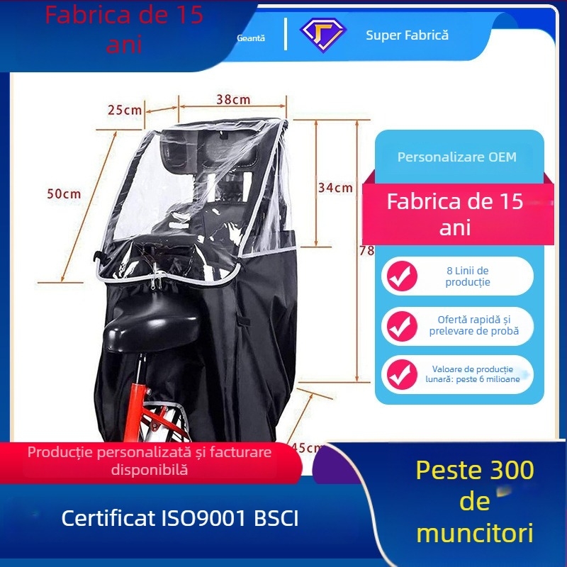 Acoperire de ploaie pentru șața din spate a bicicletei, copii – impermeabil, capacitate 50, unisex