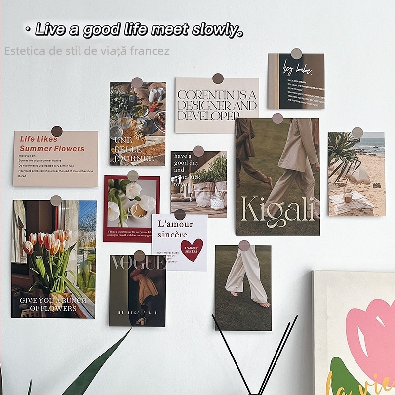 Carte Foto în Stil Francez – Artă de Living pentru Dormitor sau Cămin, Decor de Perete în Stil Ins Retro; hârtie acoperită, 30 g, lansat în 2023.3