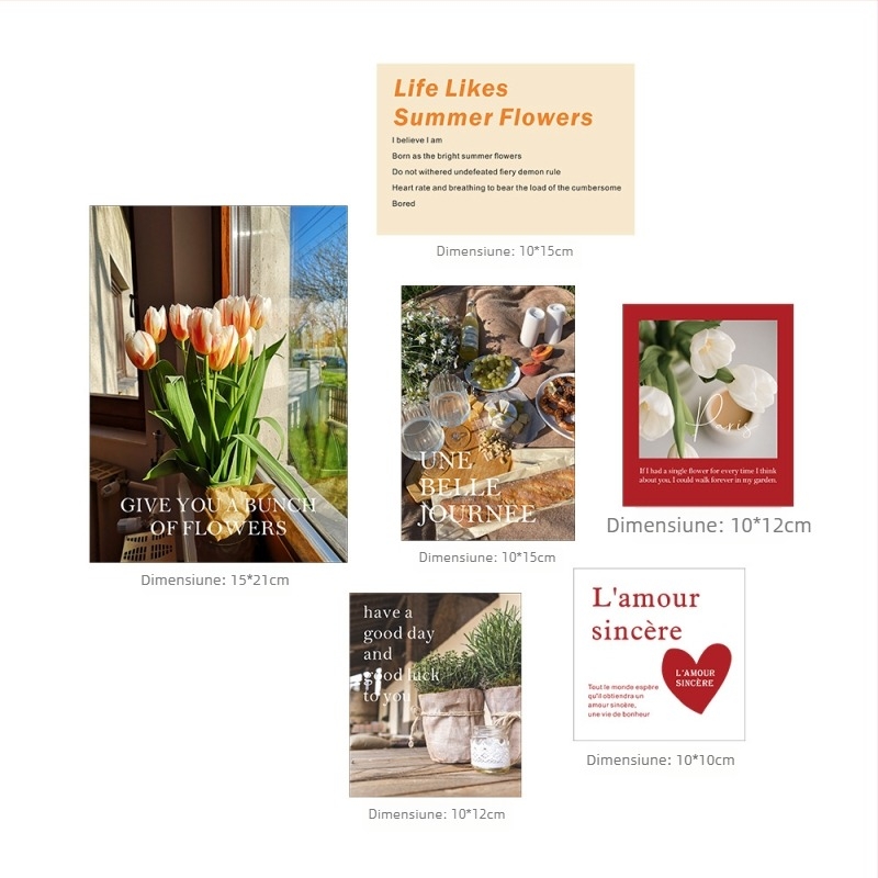 Carte Foto în Stil Francez – Artă de Living pentru Dormitor sau Cămin, Decor de Perete în Stil Ins Retro; hârtie acoperită, 30 g, lansat în 2023.3