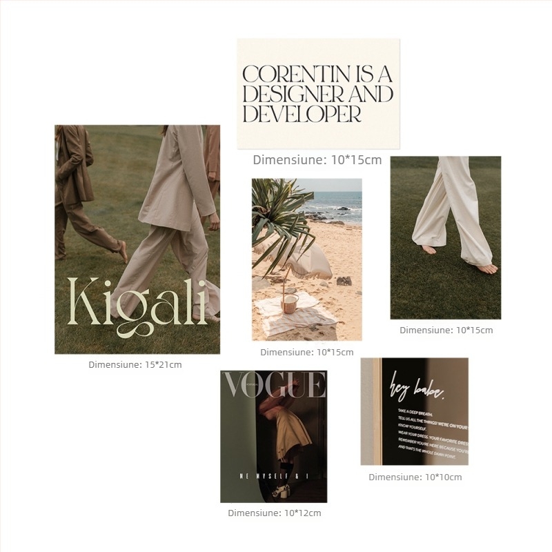 Carte Foto în Stil Francez – Artă de Living pentru Dormitor sau Cămin, Decor de Perete în Stil Ins Retro; hârtie acoperită, 30 g, lansat în 2023.3