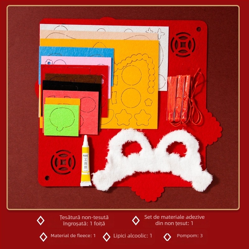 Kit DIY de decor pentru ușa de la intrare din felt – pentru Anul Calului, realizare manuală, stil Chinezesc, Festivalul Primăverii, pandantive și autocolante cu binecuvântări