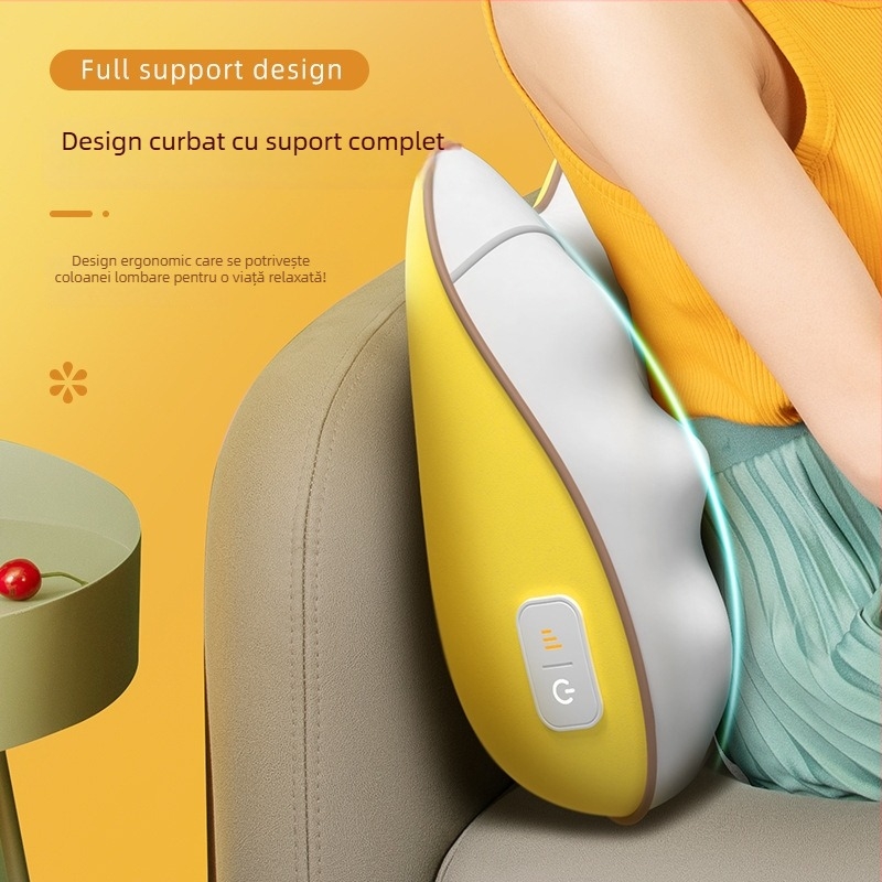 Pernă electrică pentru masajul taliei și lombar pentru mașină, birou și călătorii (Brand: Vincent; Model: K3; Alimentare: AC; 8+ capete de masaj; Vibrație cu compresie caldă)