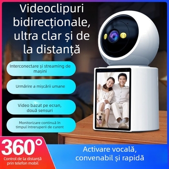 Cameră de supraveghere WiFi pentru interior – 360° vizualizare, video bidirecțional, wireless, imagine ultra-clară