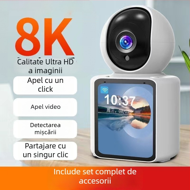 Cameră de supraveghere WiFi pentru interior – 360° vizualizare, video bidirecțional, wireless, imagine ultra-clară
