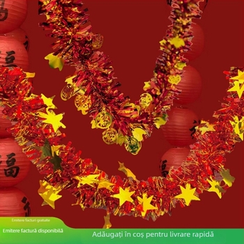 Ornament atârnat – ghirlandă cu ciucuri din hârtie perlata, codul produsului F98HSSS8M78MSJ, pentru Festivalul Qixi