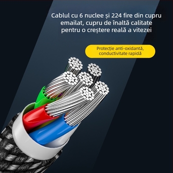 AmySen cablu Type-C cu două capete, încărcare rapidă, cip e-marker, împletit, PD 100W