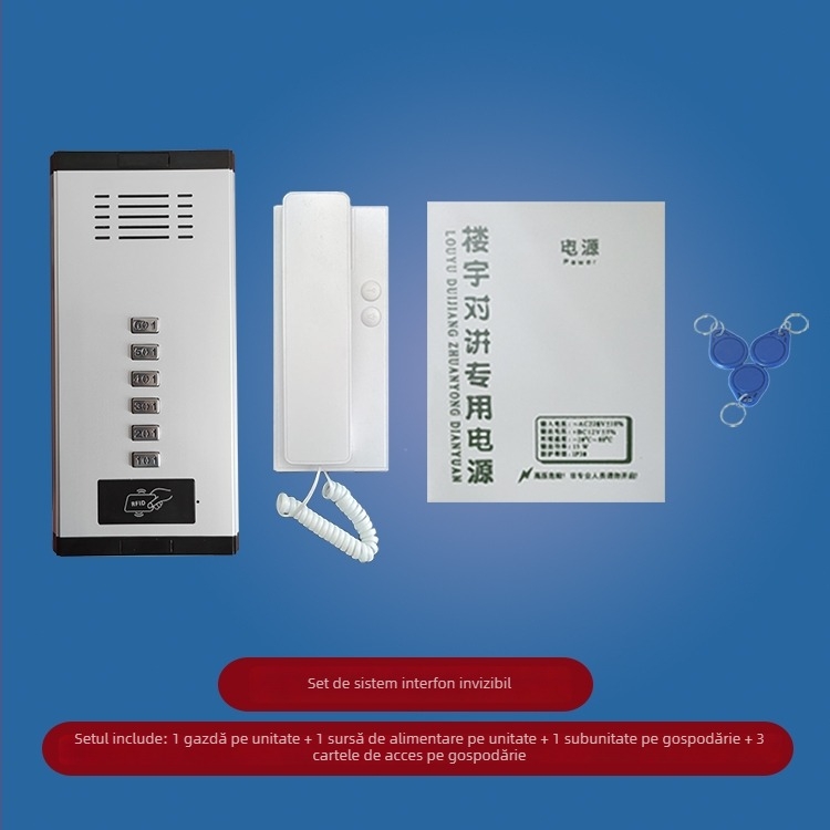 Sistem de interfon pentru clădiri rezidențiale cu control la ușă – card ID/IC, NFC pe telefonul mobil, intercom vocal și sonerie