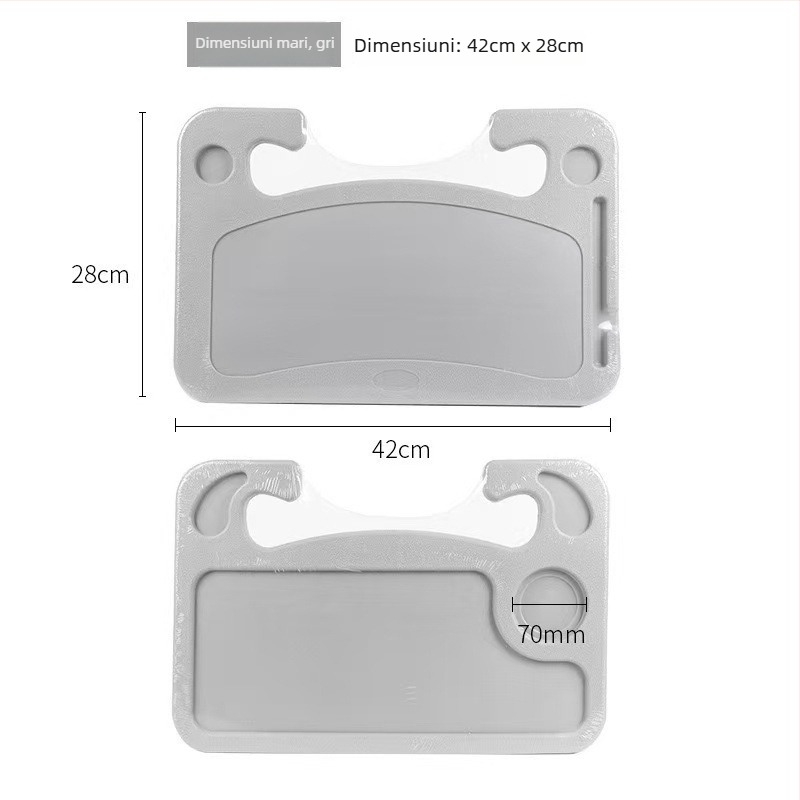 Masă de bord pentru volanul mașinii - tavă plastică multifuncțională cu montaj prin click, compatibil universal