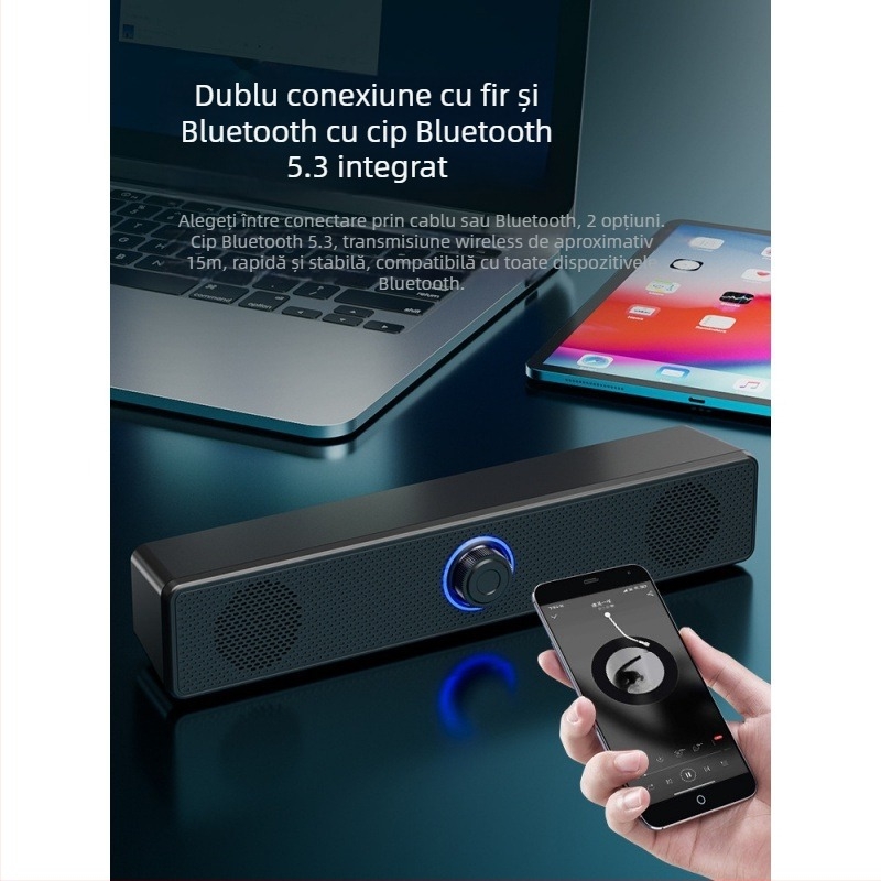 Boxe pentru calculator Bluetooth, 2 difuzoare, 100 Hz-20 kHz, SNR >=70 dB, IPX5 rezistență la apă