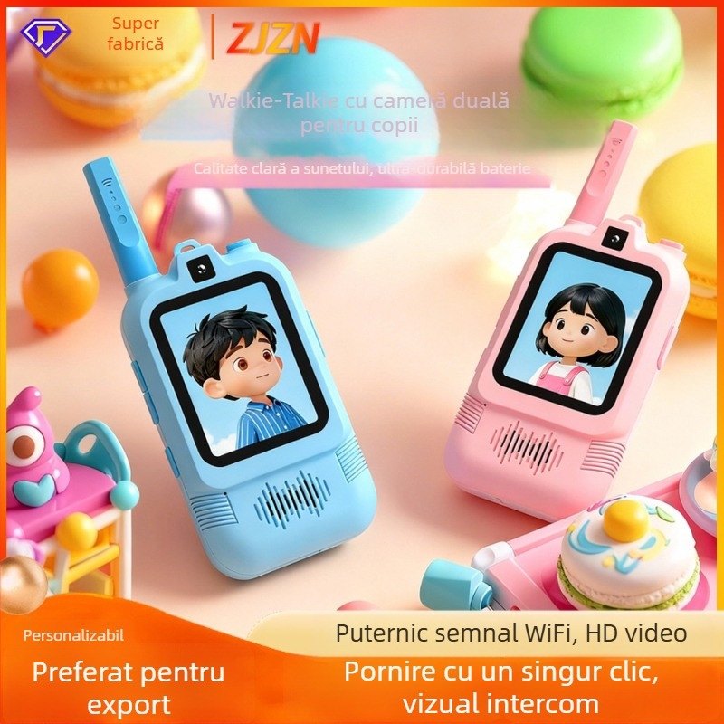 Interfon video pentru copii pentru distanțe lungi, wireless, ecran de 2.0 inch, baterie litiu 650 mAh, rezistent la praf