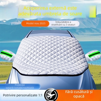 Protecție solară parbriz auto, folie de aluminiu cu dublu strat, universală, greutate 500 g, montaj încorporat