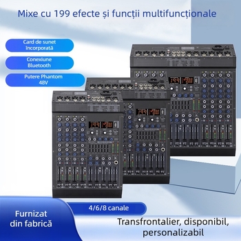 Mixer cu 4/6/8 canale, 199 efecte, USB, Bluetooth și control master cu 7 benzi