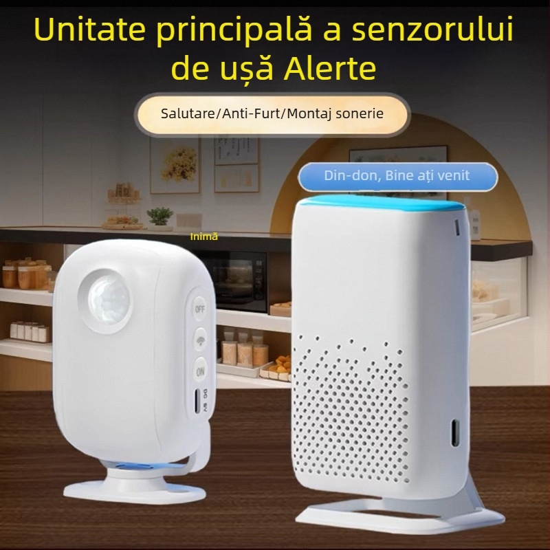 Sonerie fără fir cu inducție, senzor IR de mișcare, model D3F01, DC 5V, 58 tonalități, pentru casă și afaceri