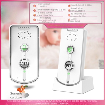 Sonerie wireless pentru ușă cu intercom vocal inteligent, model H8S, alimentare cu baterie litiu 5V, 38 tonalități încorporate, pentru uz casnic