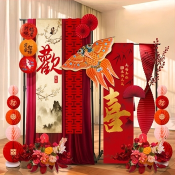 Set de decor pentru sala de nuntă – flori de satin cu panglică, elemente de decor pentru amenajarea spațiului