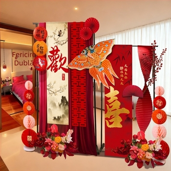 Set de decor pentru sala de nuntă – flori de satin cu panglică, elemente de decor pentru amenajarea spațiului