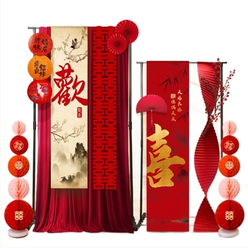 Set de decor pentru sala de nuntă – flori de satin cu panglică, elemente de decor pentru amenajarea spațiului