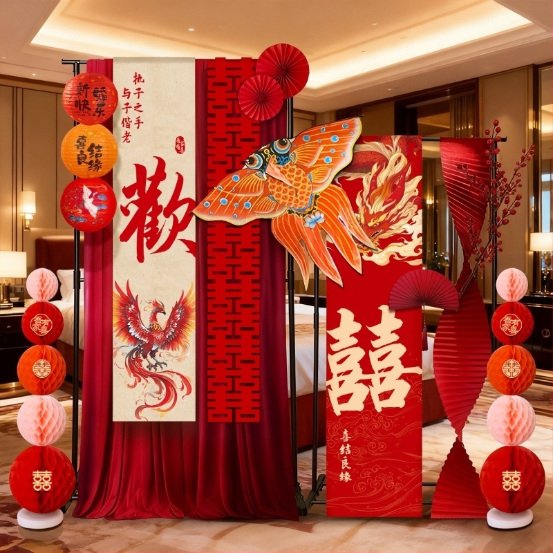 Set de decor pentru sala de nuntă – flori de satin cu panglică, elemente de decor pentru amenajarea spațiului