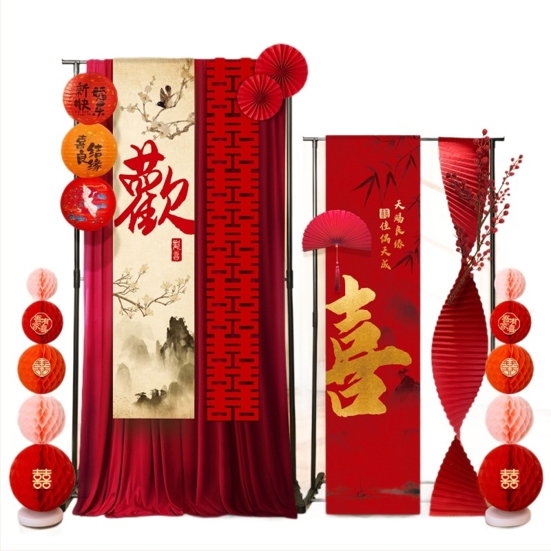 Set de decor pentru sala de nuntă – flori de satin cu panglică, elemente de decor pentru amenajarea spațiului