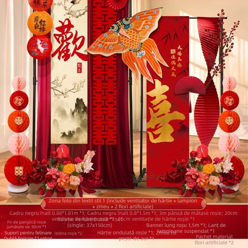 Set de decor pentru sala de nuntă – flori de satin cu panglică, elemente de decor pentru amenajarea spațiului