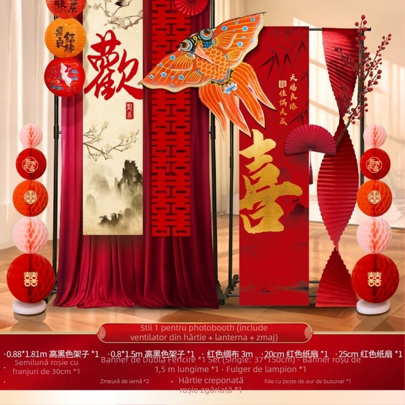 Set de decor pentru sala de nuntă – flori de satin cu panglică, elemente de decor pentru amenajarea spațiului