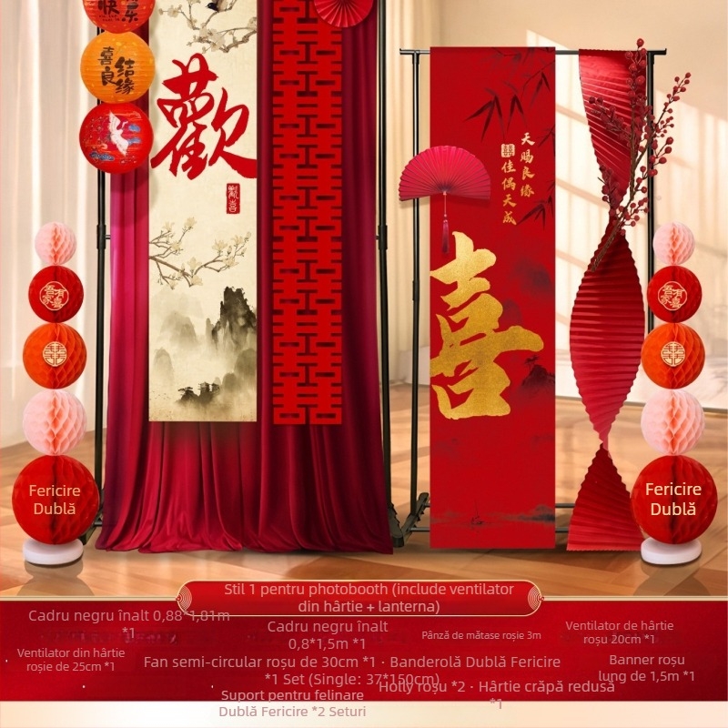 Set de decor pentru sala de nuntă – flori de satin cu panglică, elemente de decor pentru amenajarea spațiului