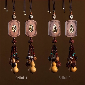 Pandantiv auto din rosewood, stil tradițional chinezesc, prelucrare personalizabilă, decor interior auto