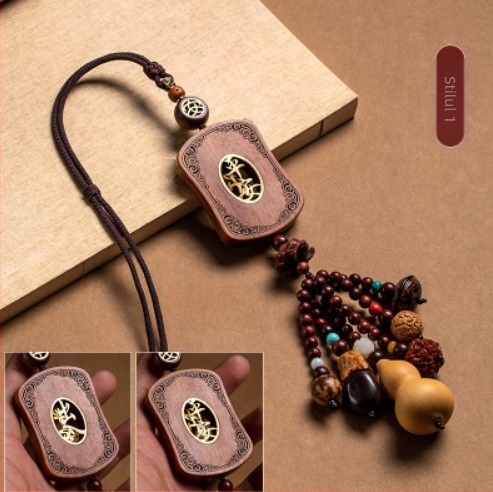 Pandantiv auto din rosewood, stil tradițional chinezesc, prelucrare personalizabilă, decor interior auto