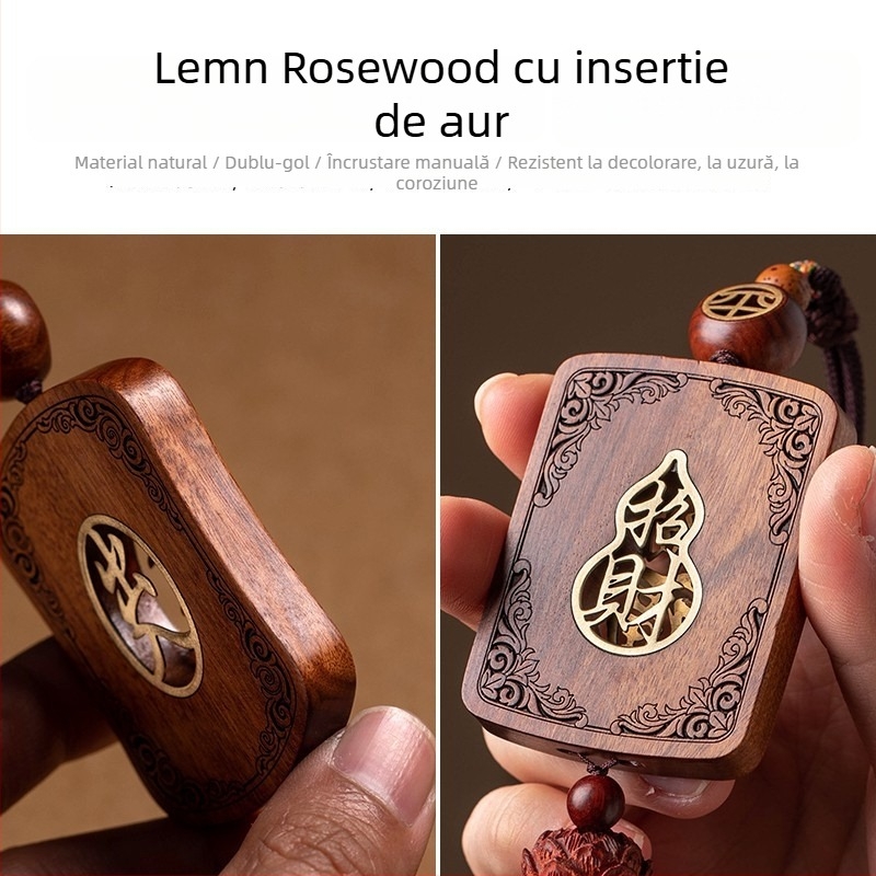 Pandantiv auto din rosewood, stil tradițional chinezesc, prelucrare personalizabilă, decor interior auto
