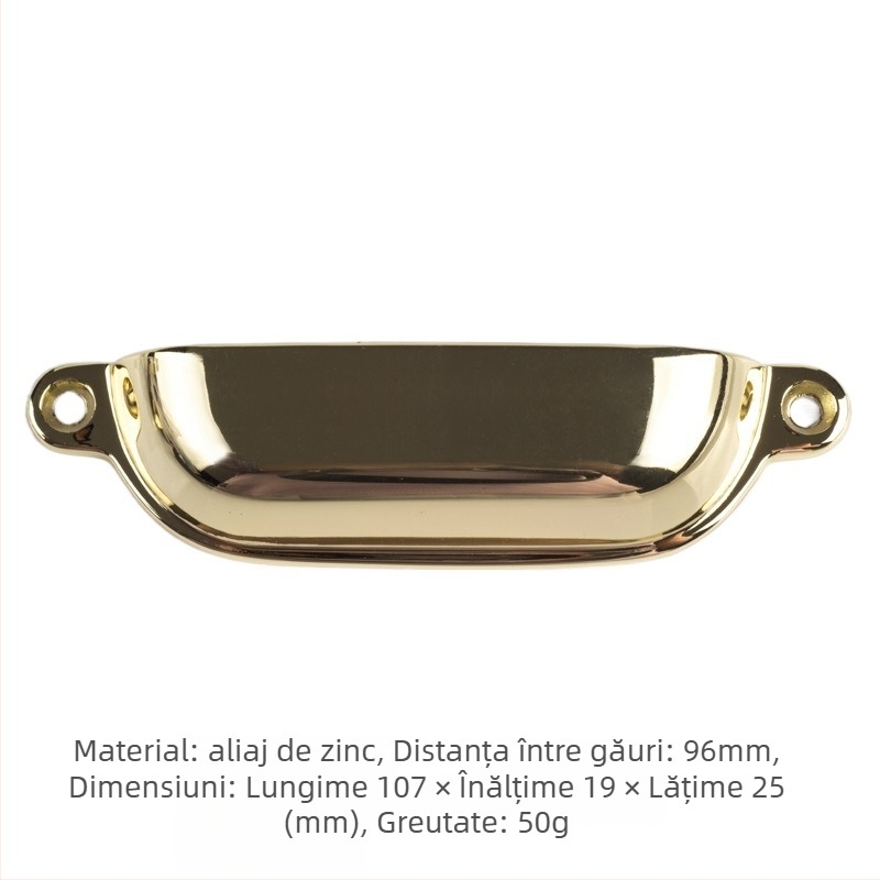 Mâner pentru dulap/sertar – design semicerc, formă scoică-urechi, aliaj de zinc, finisaj electrogalvanic lacuit bake varnish, model CH368
